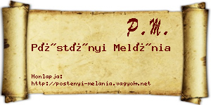Pöstényi Melánia névjegykártya
